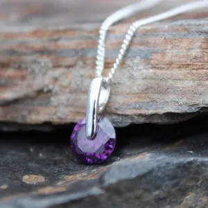 Alamode Rhodium Brass Pendant with AAA Grade CZ in Amethyst